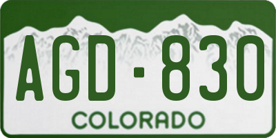 CO license plate AGD830