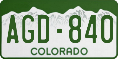 CO license plate AGD840