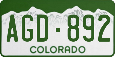 CO license plate AGD892