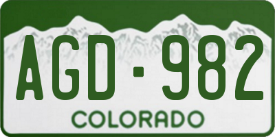 CO license plate AGD982