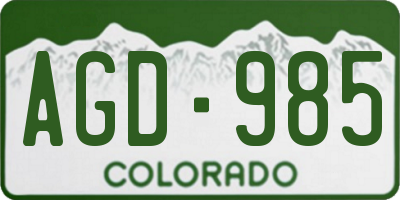 CO license plate AGD985