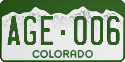 CO license plate AGE006
