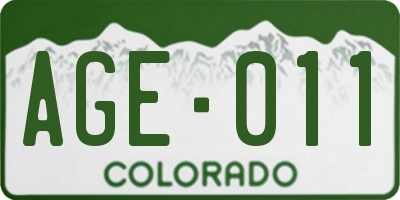 CO license plate AGE011