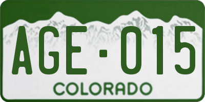 CO license plate AGE015