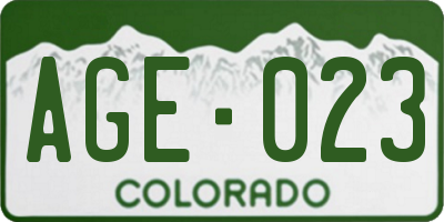 CO license plate AGE023