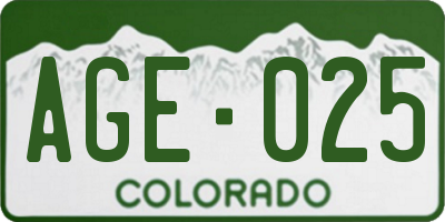 CO license plate AGE025