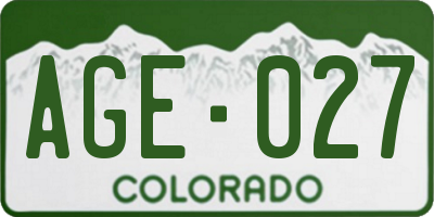 CO license plate AGE027