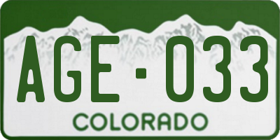 CO license plate AGE033
