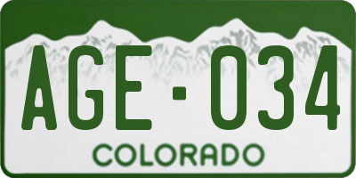 CO license plate AGE034