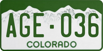 CO license plate AGE036