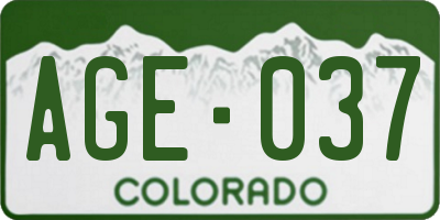 CO license plate AGE037