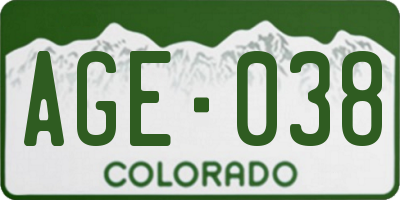 CO license plate AGE038