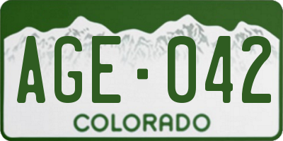 CO license plate AGE042
