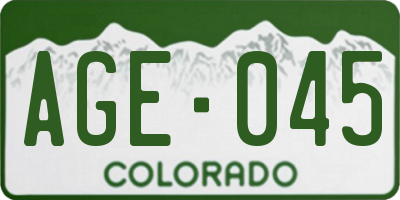 CO license plate AGE045