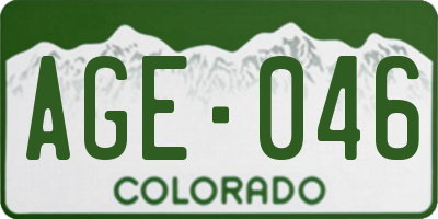 CO license plate AGE046