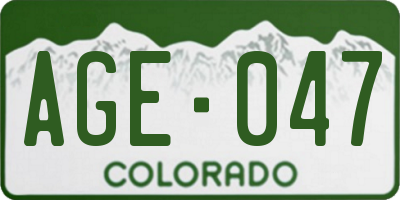 CO license plate AGE047
