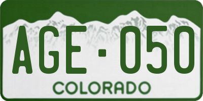 CO license plate AGE050