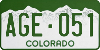 CO license plate AGE051