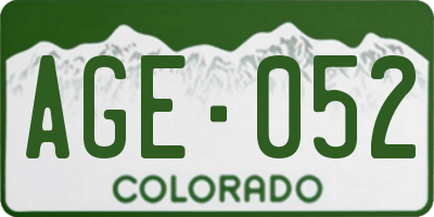 CO license plate AGE052