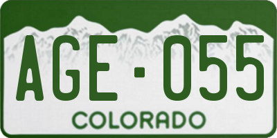 CO license plate AGE055