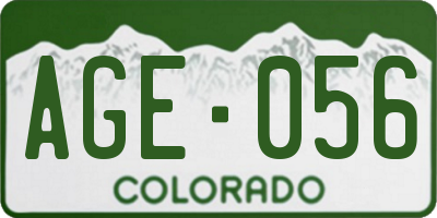 CO license plate AGE056