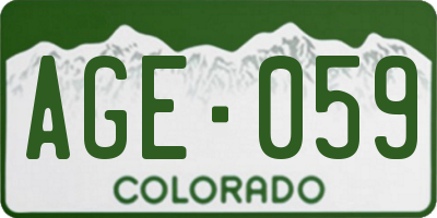 CO license plate AGE059