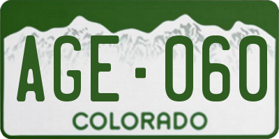 CO license plate AGE060