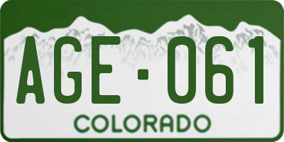 CO license plate AGE061