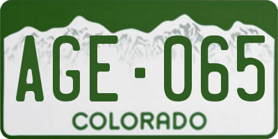 CO license plate AGE065