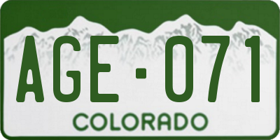 CO license plate AGE071