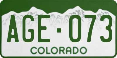 CO license plate AGE073