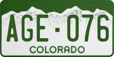 CO license plate AGE076