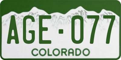 CO license plate AGE077