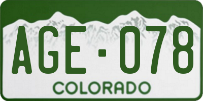CO license plate AGE078