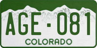 CO license plate AGE081