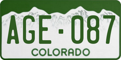 CO license plate AGE087
