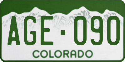 CO license plate AGE090