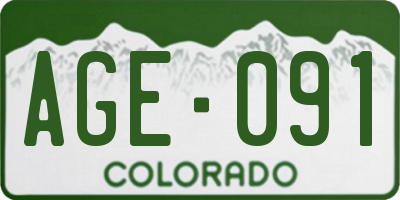 CO license plate AGE091
