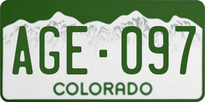CO license plate AGE097