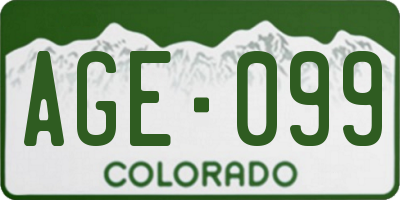 CO license plate AGE099