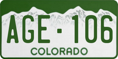 CO license plate AGE106