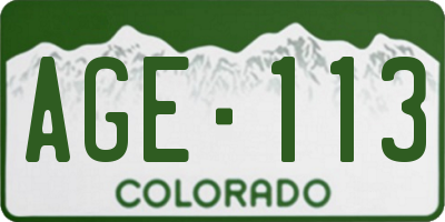 CO license plate AGE113