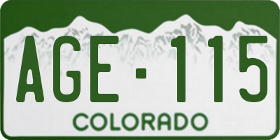 CO license plate AGE115