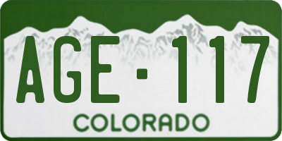 CO license plate AGE117