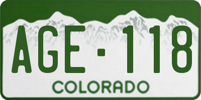 CO license plate AGE118