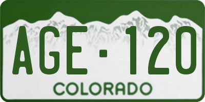 CO license plate AGE120