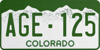 CO license plate AGE125