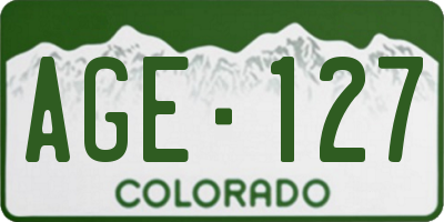 CO license plate AGE127