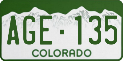 CO license plate AGE135