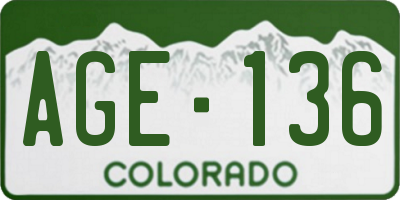 CO license plate AGE136